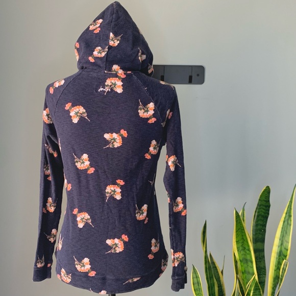 Joules • Navy Posy Floral Print Marlston Hooded Sweatshirt Top • Size 8 - Picture 3 of 11